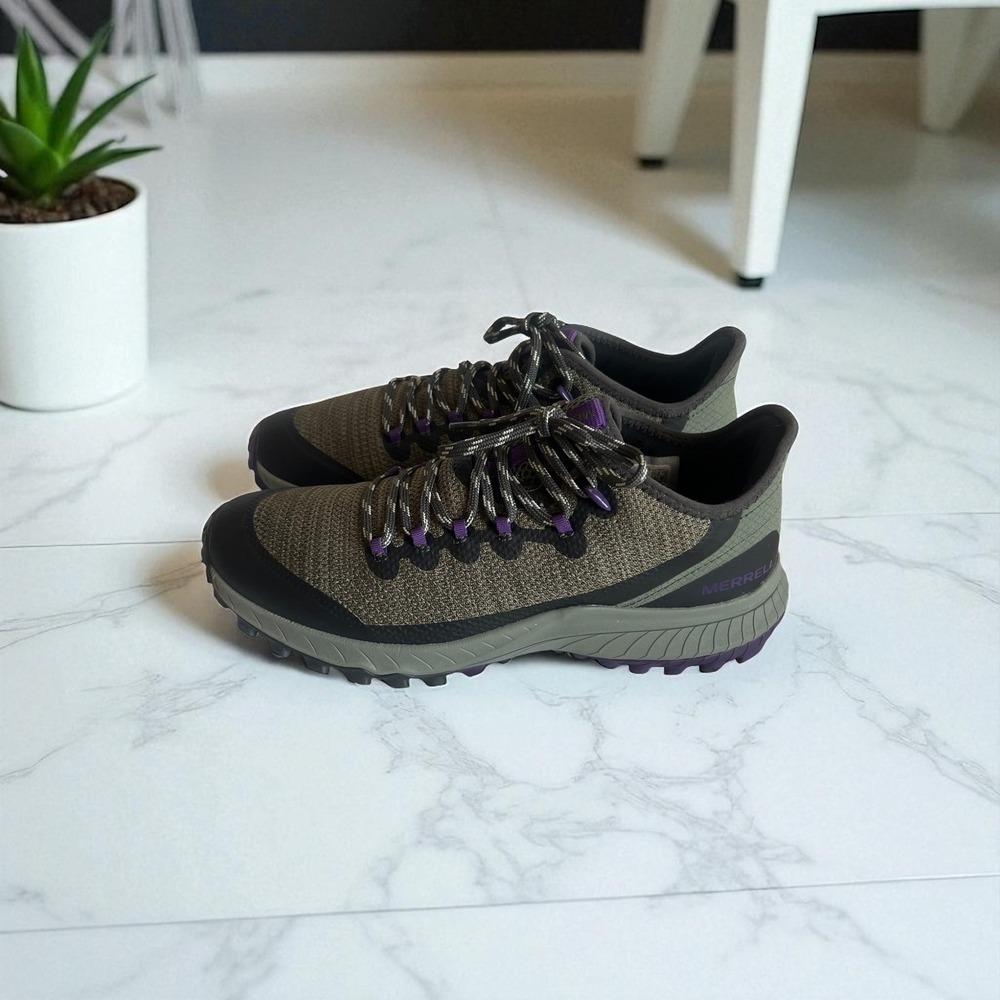 Womens Merrell Moab Flight Trail Running Shoes Olive Green Purple Size 9.5 - Picture 4 of 7